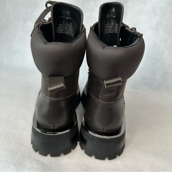 DKNY Womens River Brown Leather/Nylon Lug Sole Boots7M
